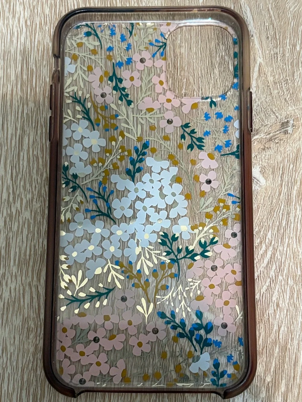 kate spade Clear Floral Phone Case in Pink, White & Blue